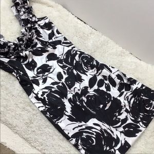 White House Black Market Flower Ruffled Dress